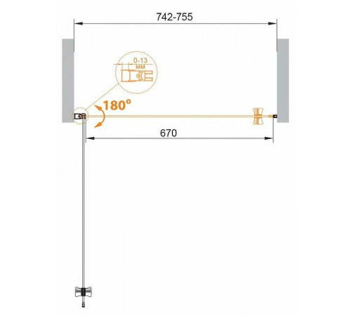 Душевая дверь Cezares Eco 75 ECO-O-B-1-75-C-Cr профиль Хром стекло прозрачное