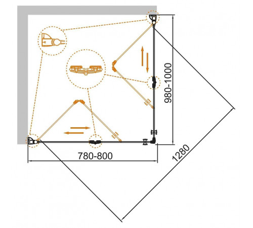 Душевой уголок Cezares Eco 80x100 ECO-O-ASH-2-80/100-C-Cr профиль Хром стекло прозрачное