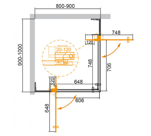 Душевой уголок Cezares Slider 100x90 SLIDER-AH-2-80/90-90/100-GRIGIO-Cr профиль Хром стекло серое