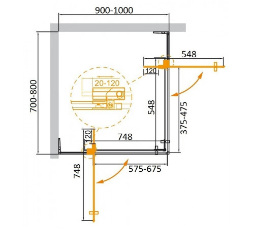 Душевой уголок Cezares Slider 100x80 SLIDER-AH-2-70/80-90/100-GRIGIO-Cr профиль Хром стекло серое