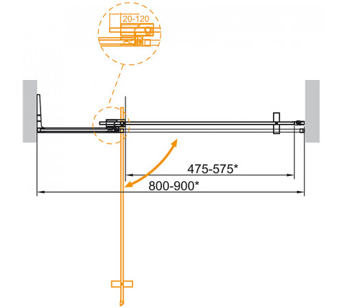 Душевая дверь Cezares Slider 90 SLIDER-B-1-80/90-BR-NERO профиль Черный матовый стекло бронзовое