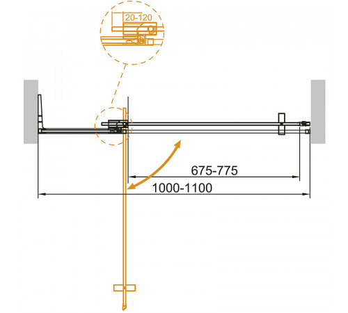 Душевая дверь Cezares Slider 110 SLIDER-B-1-100/110-BR-NERO профиль Черный матовый стекло бронзовое