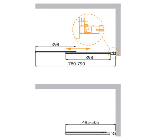 Шторка на ванну Cezares Slider 80 SLIDER-VF-11-80/150-C-Cr профиль Хром стекло прозрачное