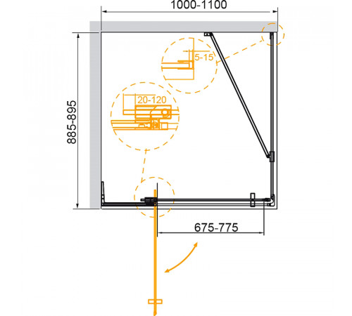 Душевой уголок Cezares Slider 110x90 SLIDER-AH-1-90-100/110-BR-NERO профиль Черный матовый стекло бронзовое