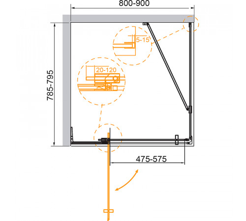 Душевой уголок Cezares Slider 90x80 SLIDER-AH-1-80-80/90-BR-Cr профиль Хром стекло бронзовое