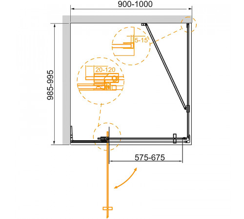 Душевой уголок Cezares Slider 100x100 SLIDER-AH-1-100-90/100-BR-NERO профиль Черный матовый стекло бронзовое