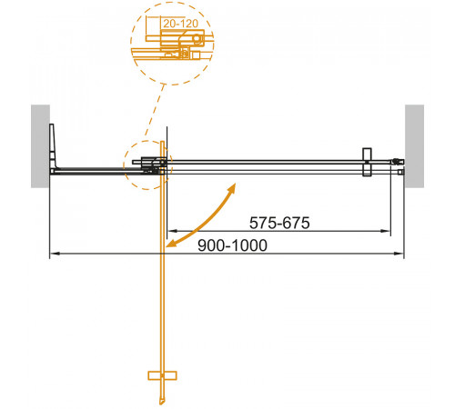 Душевая дверь Cezares Slider 100 SLIDER-B-1-90/100-C-NERO профиль Черный матовый стекло прозрачное