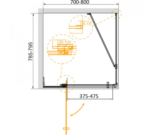 Душевой уголок Cezares Slider 80x80 SLIDER-AH-1-80-70/80-C-Cr профиль Хром стекло прозрачное