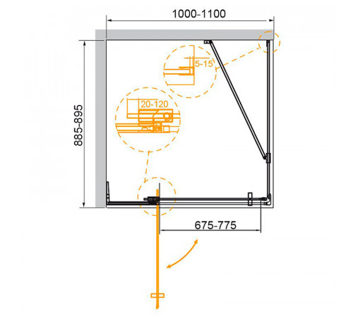 Душевой уголок Cezares Slider 110x90 SLIDER-AH-1-90-100/110-C-NERO профиль Черный матовый стекло прозрачное