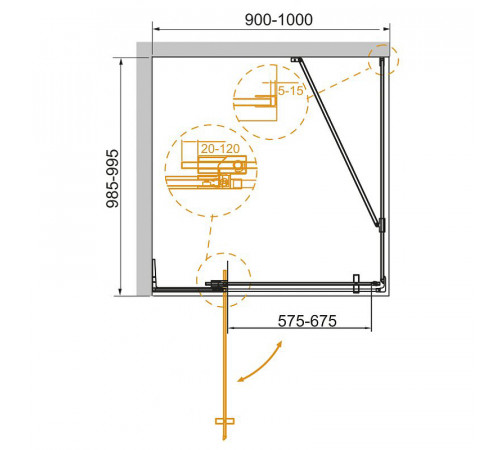 Душевой уголок Cezares Slider 100x100 SLIDER-AH-1-100-90/100-C-NERO профиль Черный матовый стекло прозрачное