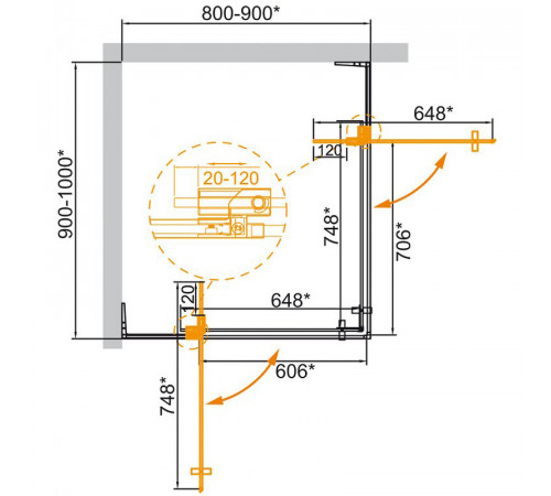 Душевой уголок Cezares Slider 100х90 SLIDER-AH-2-80/90-90/100-C-NERO профиль Черный матовый стекло прозрачное