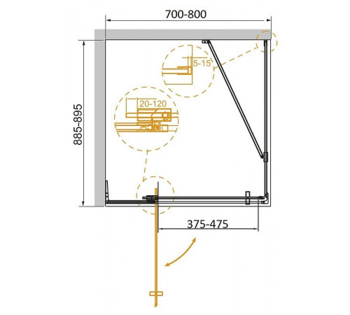 Душевой уголок Cezares Slider 80x90 SLIDER-AH-1-90-70/80-C-Cr профиль Хром стекло прозрачное