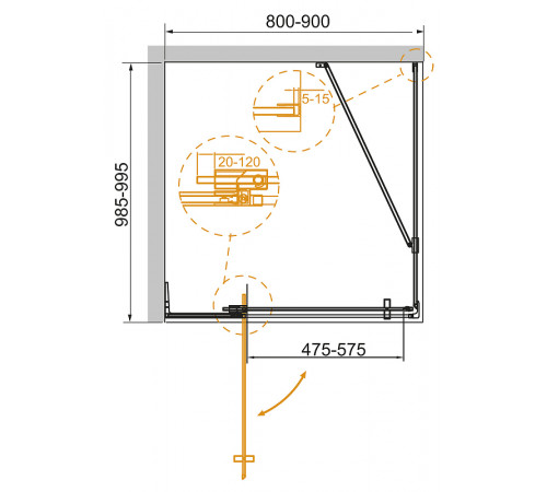 Душевой уголок Cezares Slider 90x100 SLIDER-AH-1-100-80/90-C-NERO профиль Черный матовый стекло прозрачное