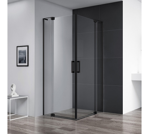 Душевой уголок Cezares Slider 80x80 SLIDER-A-2-70/80-C-NERO профиль Черный матовый стекло прозрачное