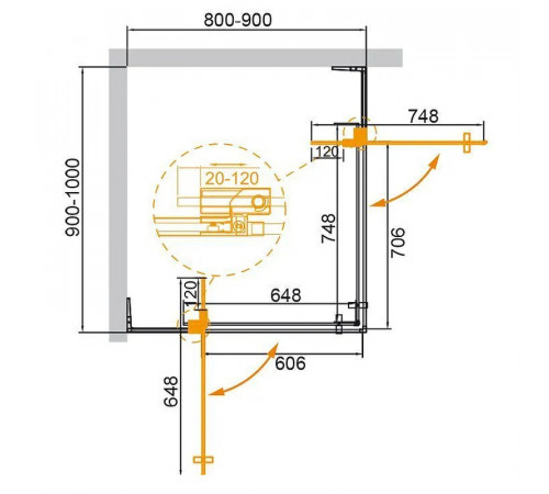 Душевой уголок Cezares Slider 90x100 SLIDER-AH-2-80/90-90/100-GRIGIO-NERO профиль Черный матовый стекло тонированное