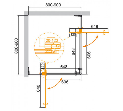 Душевой уголок Cezares Slider 90x90 SLIDER-A-2-80/90-GRIGIO-Cr профиль Хром стекло серое