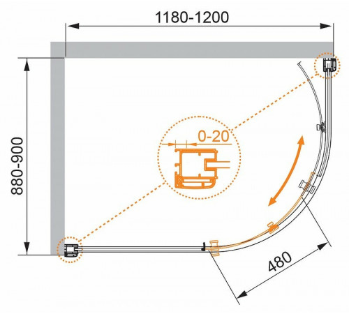 Душевой уголок Cezares Anima 120x90 ANIMA-W-RH-1-120/90-C-Cr профиль Хром стекло прозрачное