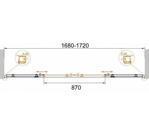 Душевая дверь Cezares Anima 170 ANIMA-W-BF-2-170-P-Cr профиль Хром стекло рифленое