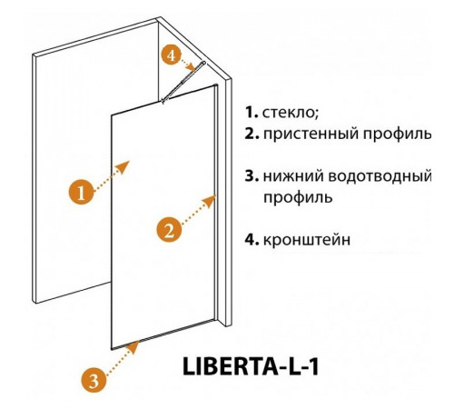 Душевая перегородка Cezares Liberta 115 LIBERTA-L-1-TB-115-C-NERO профиль Черный матовый стекло прозрачное