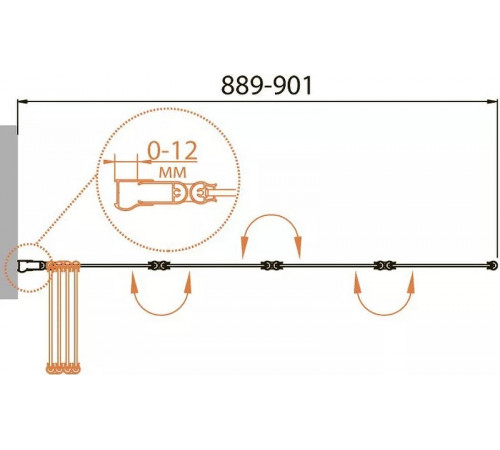 Шторка на ванну Cezares Relax 90 L RELAX-V-4-90/140-P-Bi-L профиль Серый стекло рифленое