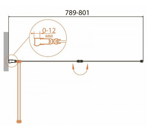 Шторка на ванну Cezares Relax 80 L RELAX-V-2-80/140-P-Bi-L профиль Серый стекло рифленое