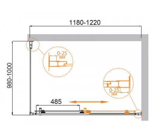 Душевой уголок Cezares Molveno 120x100 MOLVENO-AH-11-120/100-C-Cr-IV профиль Хром стекло прозрачное