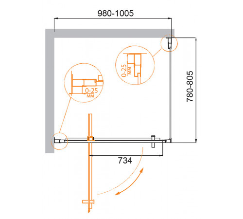 Душевой уголок Cezares Molveno 100x80 MOLVENO-AH-1-100/80-C-Cr-IV профиль Хром стекло прозрачное