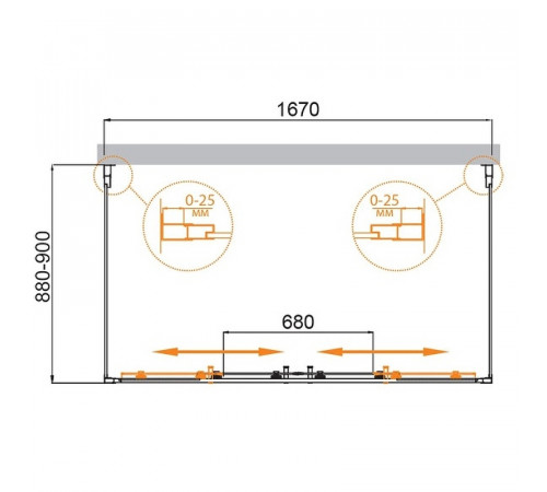 Душевой уголок Cezares Molveno 170x90 MOLVENO-AH-22-170/90-C-Cr-IV профиль Хром стекло прозрачное