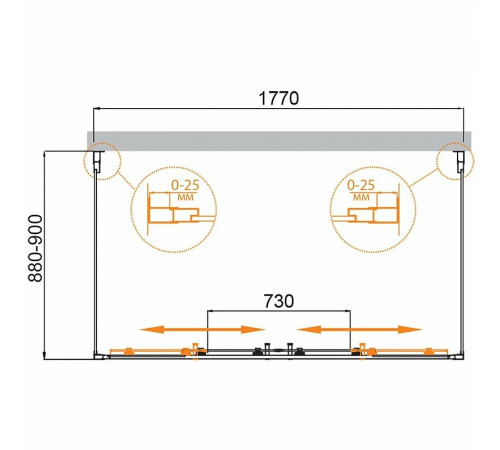 Душевой уголок Cezares Molveno 180x90 MOLVENO-AH-22-180/90-C-Cr-IV профиль Хром стекло прозрачное