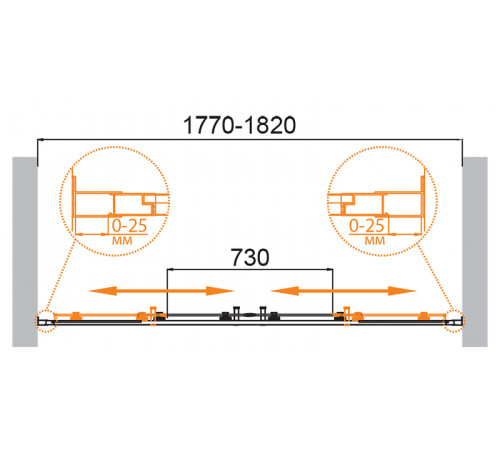 Душевая дверь Cezares Molveno 180 MOLVENO-BF-2-180-P-Cr профиль Хром стекло рифленое