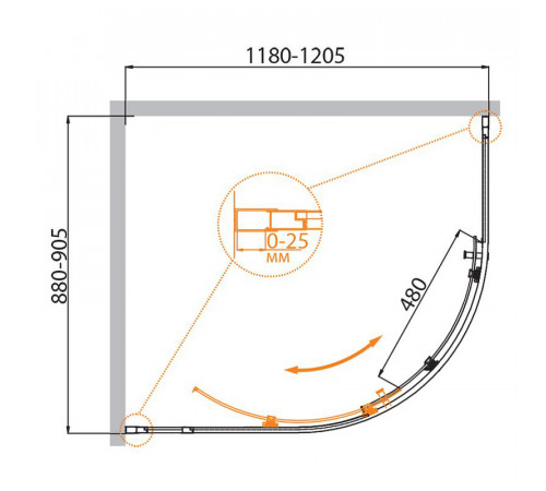 Душевой уголок Cezares Molveno 120x90 MOLVENO-RH-1-120/90-C-Cr-IV профиль Хром стекло прозрачное