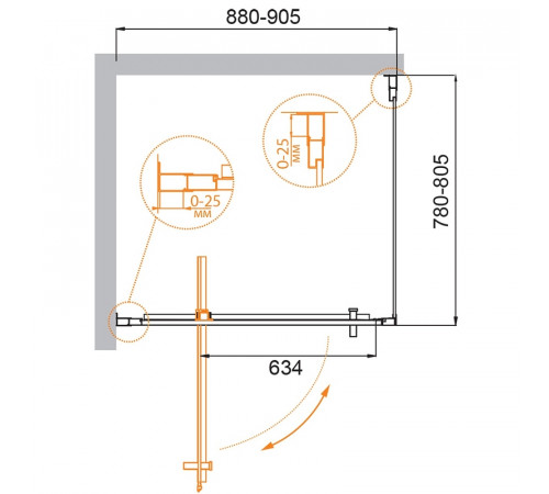 Душевой уголок Cezares Molveno 90x80 MOLVENO-AH-1-90/80-C-Cr-IV профиль Хром стекло прозрачное