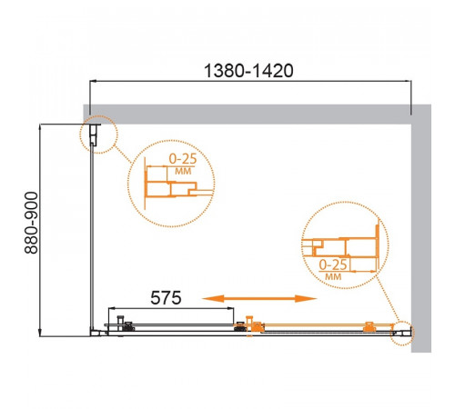 Душевой уголок Cezares Molveno 140x90 MOLVENO-AH-11-140/90-C-Cr-IV профиль Хром стекло прозрачное