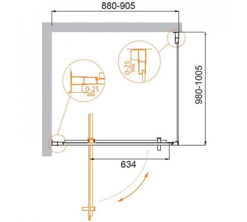 Душевой уголок Cezares Molveno 90x100 MOLVENO-AH-1-90/100-C-Cr-IV профиль Хром стекло прозрачное