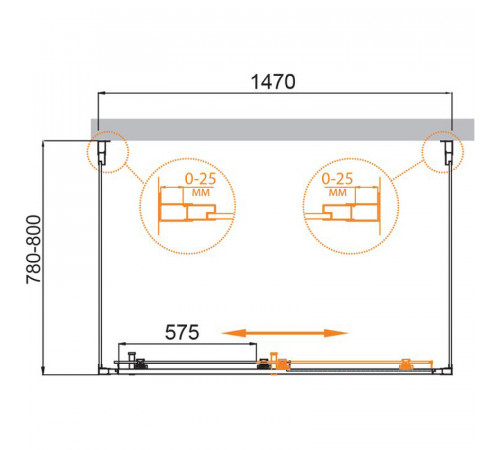 Душевой уголок Cezares Molveno 150x80 MOLVENO-AH-12-150/80-C-Cr-IV профиль Хром стекло прозрачное