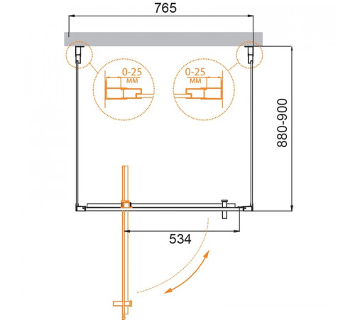 Душевой уголок Cezares Molveno 80x90 MOLVENO-BA2-80/90-C-Cr-IV профиль Хром стекло прозрачное