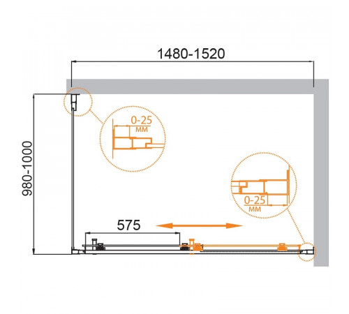 Душевой уголок Cezares Molveno 150x100 MOLVENO-AH-11-150/100-C-Cr-IV профиль Хром стекло прозрачное