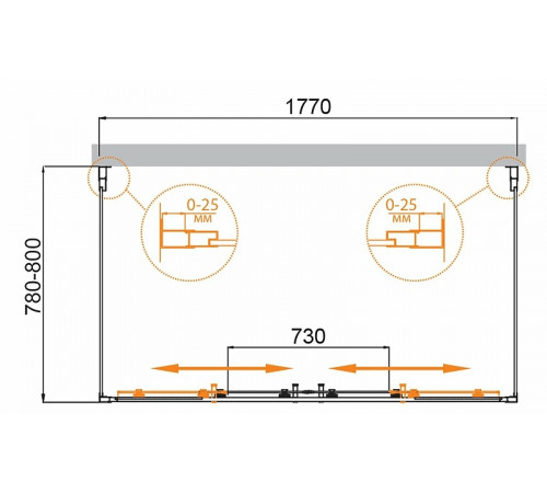 Душевой уголок Cezares Molveno 180x80 MOLVENO-AH-22-180/80-C-Cr-IV профиль Хром стекло прозрачное