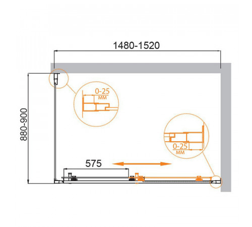 Душевой уголок Cezares Molveno 150x90 MOLVENO-AH-11-150/90-P-Cr профиль Хром стекло текстурное