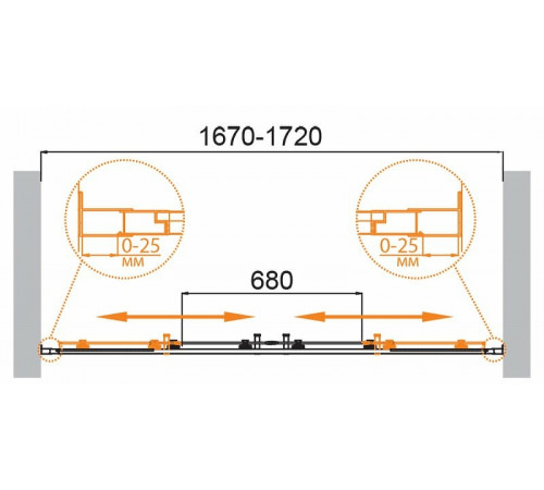 Душевая дверь Cezares Molveno 170 MOLVENO-BF-2-170-P-Cr профиль Хром стекло матовое