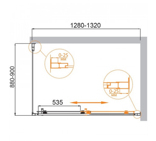 Душевой уголок Cezares Molveno 130x90 MOLVENO-AH-11-130/90-P-Cr профиль Хром стекло рифленое