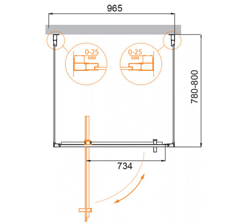 Душевой уголок Cezares Molveno 100x80 MOLVENO-BA2-100/80-C-Cr-IV профиль Хром стекло прозрачное