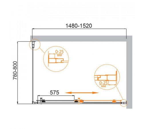 Душевой уголок Cezares Molveno 150x80 MOLVENO-AH-11-150/80-C-Cr-IV профиль Хром стекло прозрачное