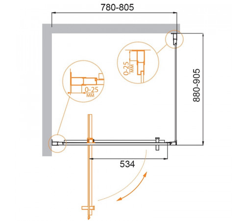 Душевой уголок Cezares Molveno 80x90 MOLVENO-AH-1-80/90-C-Cr-IV профиль Хром стекло прозрачное