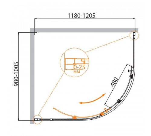 Душевой уголок Cezares Molveno 120x100 MOLVENO-RH-1-120/100-C-Cr-IV профиль Хром стекло прозрачное