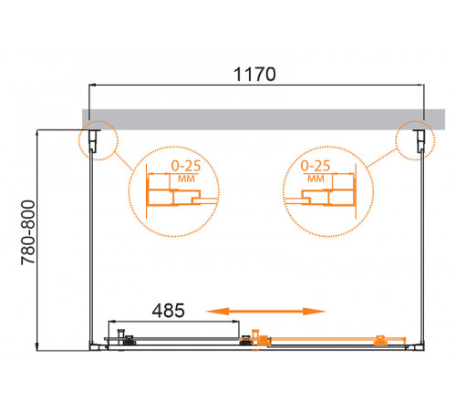 Душевой уголок Cezares Molveno 120x80 MOLVENO-AH-12-120/80-C-Cr-IV профиль Хром стекло прозрачное