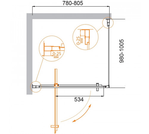 Душевой уголок Cezares Molveno 80x100 MOLVENO-AH-1-80/100-C-Cr-IV профиль Хром стекло прозрачное