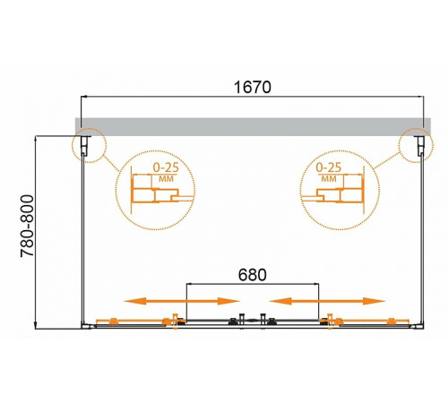 Душевой уголок Cezares Molveno 170x80 MOLVENO-AH-22-170/80-C-Cr-IV профиль Хром стекло прозрачное