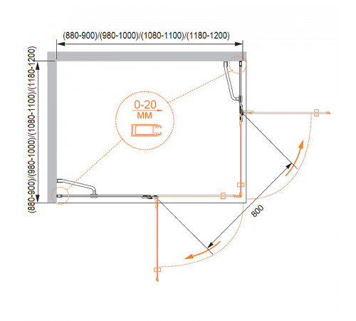 Душевой уголок Cezares Bergamo 120x120 BERGAMO-W-A-2-120-C-Cr профиль Хром стекло прозрачное