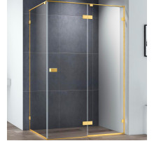 Душевой уголок Cezares Bellagio 120x80 BELLAGIO-AH-1-120/80-C-BORO профиль Золото брашированное стекло прозрачное